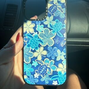 Casetify Blue Floral Turtle Phone Case